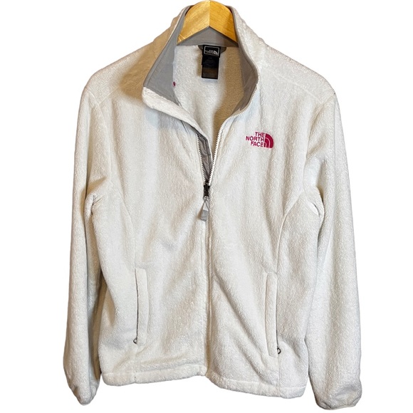 The North Face Jackets & Blazers - The North Face Women’s Fleece, white with bright pink embroidery, size Large